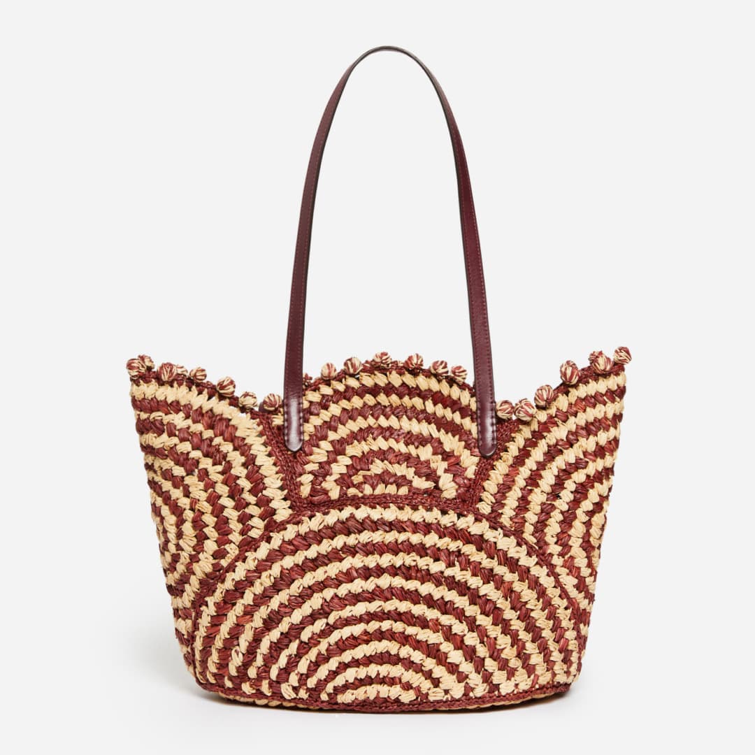 Panier Bicolore en Raphia - Bordeaux - Femme - Vanessa Bruno
