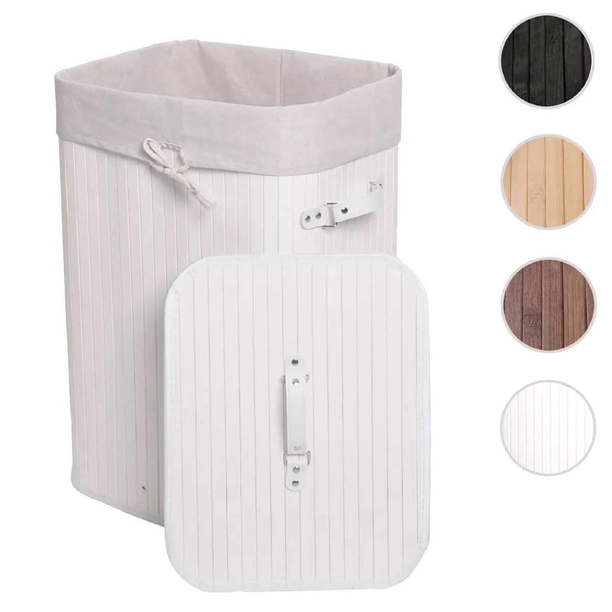 Mendler Panier à linge rond bambou - Blanc